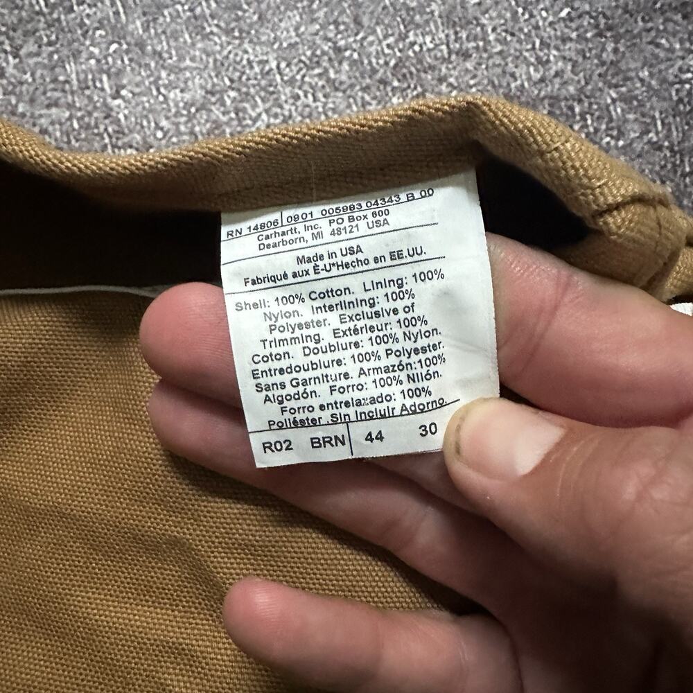 Men's Vintage Y2K Carhartt USA Double Front Knee Quilt Lined Overalls Sz 44 X 30 - Picture 4 of 7